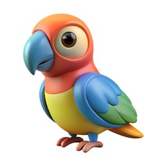 Beautiful 3D Parrot Illustration Clipart on Clean White Background