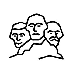 mount rushmore icon, mount rushmore line art - simple line art of mount rushmore, perfect for mount rushmore logos and icons