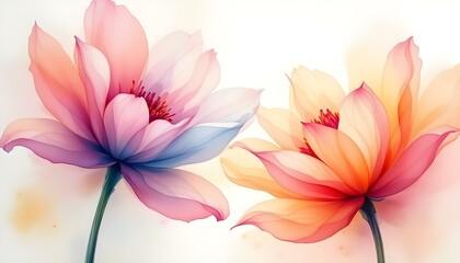 Fototapeta premium A stunning watercolor floral design featuring an array of blooming flowers, perfect for invitations, decor, or botanical themes.