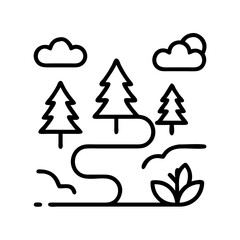 nature trail icon, nature trail line art - simple line art of nature trail, perfect for nature trail logos and icons