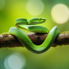 Obraz premium green snake in the grass