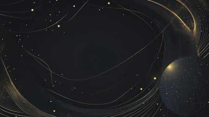 Fototapeta premium Abstract black background with Colorful circle lines. Digital future technology . Abstract business connection of lines from nodes innovation of communication in the network.