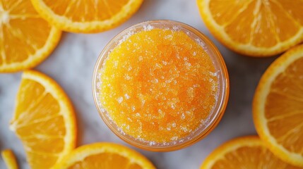 Fresh orange slices with hand scrub.