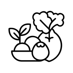 organic food icon, organic food line art - simple line art of organic food, perfect for organic food logos and icons