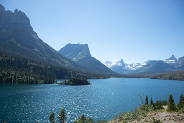 Scenic lake and mountains in Montana