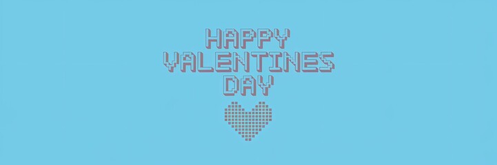 Fototapeta premium A creative minimalist Valentines Day poster design with a pixel theme. The text 