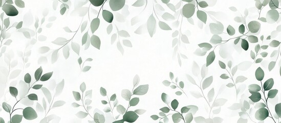 Delicate seamless pattern with small, subtle botanical illustrations, in soft shades of gray and green, creating a fresh, minimalistic design 