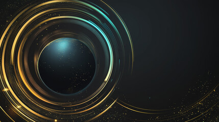 Abstract black background with Colorful circle lines. Digital future technology . Abstract business connection of lines from nodes innovation of communication in the network.