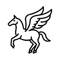 pegasus icon, pegasus line art - simple line art of pegasus, perfect for pegasus logos and icons