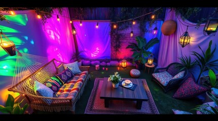 This sentence incorporates elements like Christmas tree, lights, night, and people while maintaining a concise and evocative tone