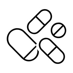 pills icon, pills line art - simple line art of pills, perfect for pills logos and icons