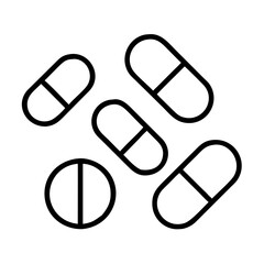 pills icon, pills line art - simple line art of pills, perfect for pills logos and icons