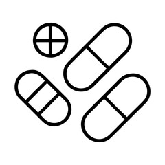 pills icon, pills line art - simple line art of pills, perfect for pills logos and icons