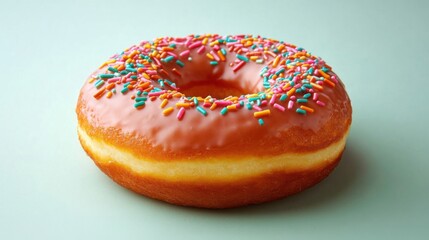 A glazed donut with sprinkles.