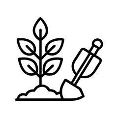 planting tree icon, planting tree line art - simple line art of planting tree, perfect for planting tree logos and icons