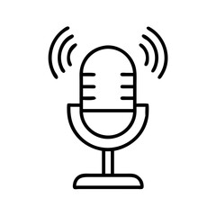 podcast mic icon, podcast mic line art - simple line art of podcast mic, perfect for podcast mic logos and icons