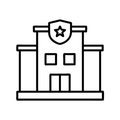 police station icon, police station line art - simple line art of police station, perfect for police station logos and icons