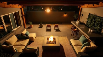 The empty dining room in this luxury hotel boasts a sophisticated interior with elegant furniture and soft lighting