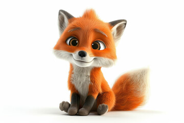 Fototapeta premium Cute cartoon fox on white background with adorable expressions