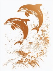 There is a dolphin that is carved into a circular plaque. Intricate Dolphin Laser Burn Vector Design.