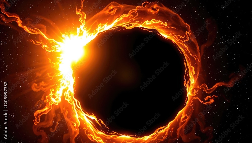 Poster fiery cosmic ring in deep space mesmerizing celestial event