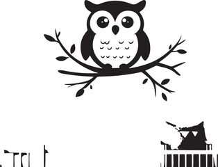 owl silhouette, owl vector image.