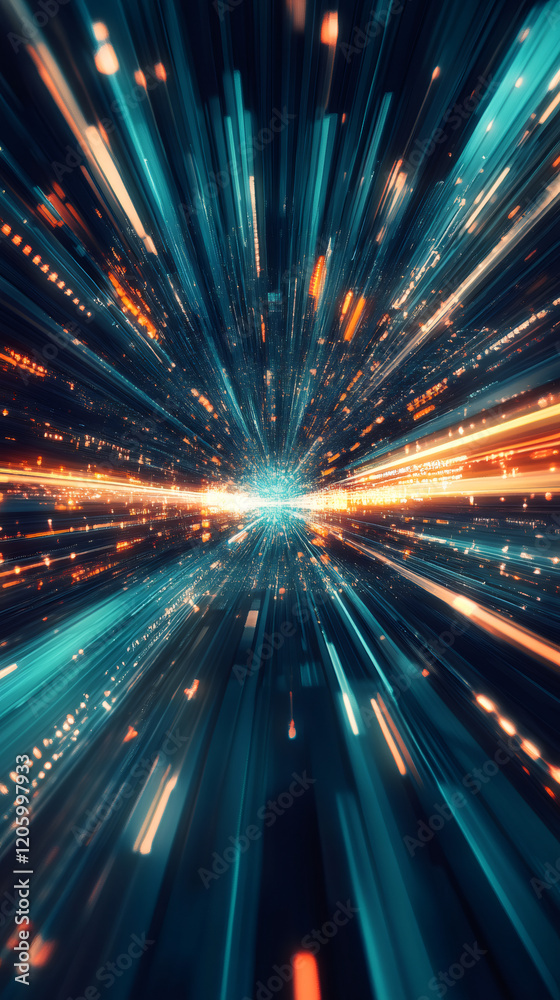 Aufkleber streaks of blue and orange light create a dynamic hyperspace jump effect, evoking a sense of speed a