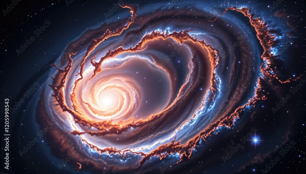 Poster cosmic swirl: mesmerizing galaxy with vibrant colors and swirling nebulae