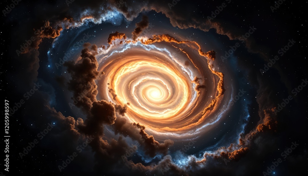 Poster cosmic swirl of nebula clouds and stars celestial vortex