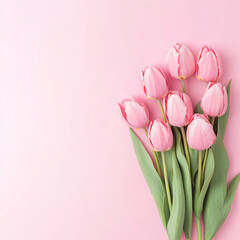 Fototapeta premium A bouquet of fresh pink tulips, creating an elegant and harmonious composition.