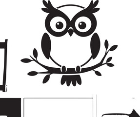 owl silhouette, owl vector image.
