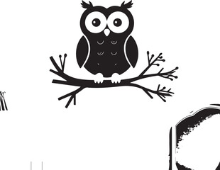 owl silhouette, owl vector image.