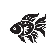 Black Color Fish silhouette design Vector Illustration, Solid White Background (5).eps