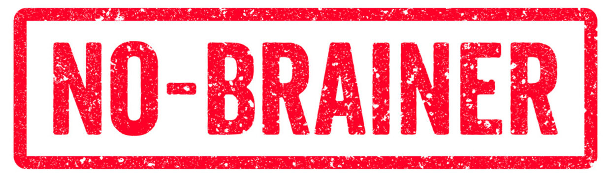 No Brainer Stamp Transparent Seal, Red Grunge No Brainer Word Rubber Stamp Seal