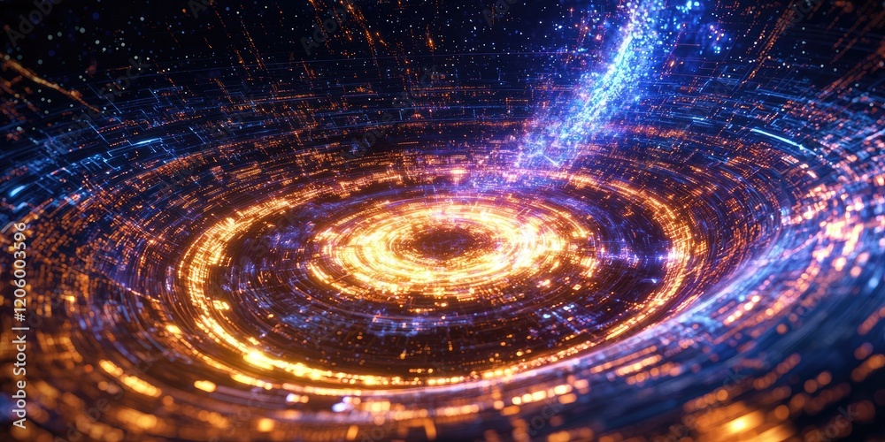 Aufkleber a futuristic space interface with holographic controls and glowing data streams, designed for intergalactic navigation.