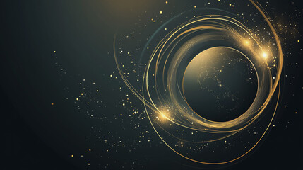 Obraz premium Abstract black background with Colorful circle lines. Digital future technology . Abstract business connection of lines from nodes innovation of communication in the network.