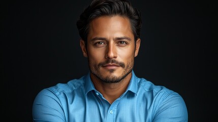 Fototapeta premium Confident man portrait, studio shot, dark background, professional headshot