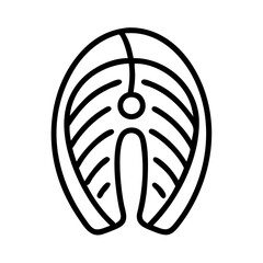 salmon fillet icon, salmon fillet line art - simple line art of salmon fillet, perfect for salmon fillet logos and icons