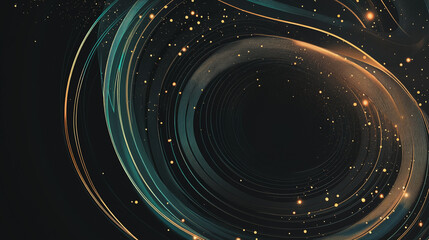 Obraz premium Abstract black background with Colorful circle lines. Digital future technology . Abstract business connection of lines from nodes innovation of communication in the network.