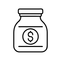 savings jar icon, savings jar line art - simple line art of savings jar, perfect for savings jar logos and icons
