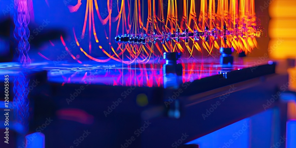 Poster a quantum entanglement demonstration, with paired particles showing instant correlation despite thei