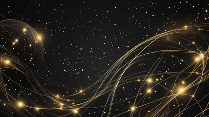 Fototapeta premium Abstract black background with Colorful circle lines. Digital future technology . Abstract business connection of lines from nodes innovation of communication in the network.