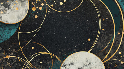 Abstract black background with Colorful circle lines. Digital future technology . Abstract business connection of lines from nodes innovation of communication in the network.