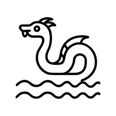 Fototapeta premium sea serpent icon, sea serpent line art - simple line art of sea serpent, perfect for sea serpent logos and icons
