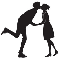 kiss Day vector silhouette black design white background