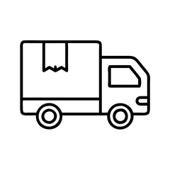 shipping truck icon, shipping truck line art - simple line art of shipping truck, perfect for shipping truck logos and icons