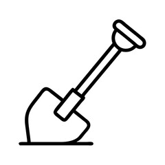 shovel icon, shovel line art - simple line art of shovel, perfect for shovel logos and icons