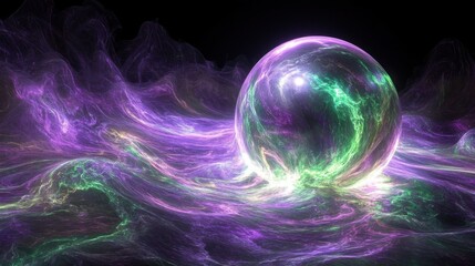 A vibrant 3D plasma cloud with colors.
