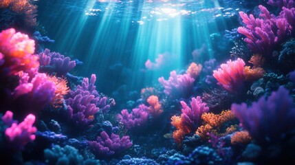 Naklejka premium Vibrant coral reef in azure ocean.