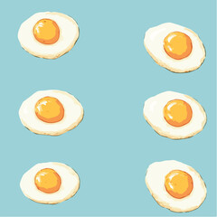 Illustration seamless pattern of eggs yolk on a soft pastel blue background